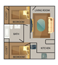 2 Bed - 1 Bath