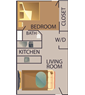 1 Bed - 1 Bath B - upstairs