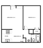 1 Bed 1 Bath Small - no WD