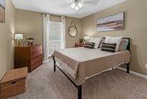 Bright and Modern Bedroom with Ceiling Fan